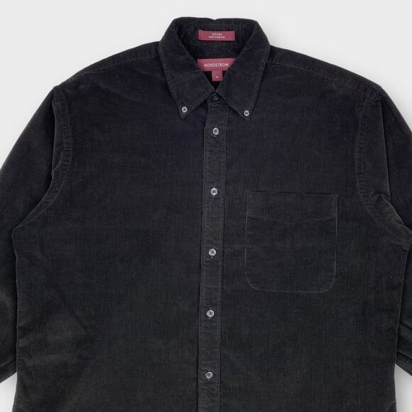 VTG Nordstrom Shirt Mens Medium Nautical Velour Corduroy Relaxed Black Sailing - Picture 4 of 14
